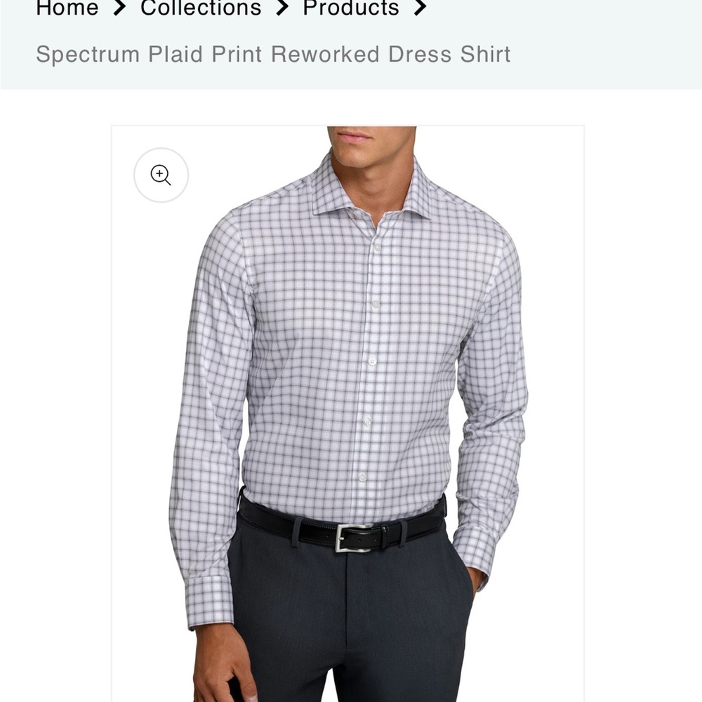 Men's Casual Plaid Button-Down Shirt - Gray with slight hues of lavender pattern